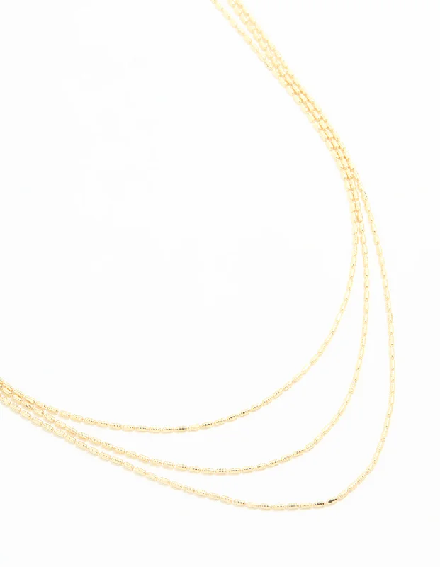 Gold Infinity Necklace-Gold Plated Thin Chain Layered Necklace