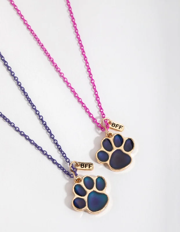 Handmade Gemstone Necklace-Kids Paw Mood Best Friend Necklace Pack