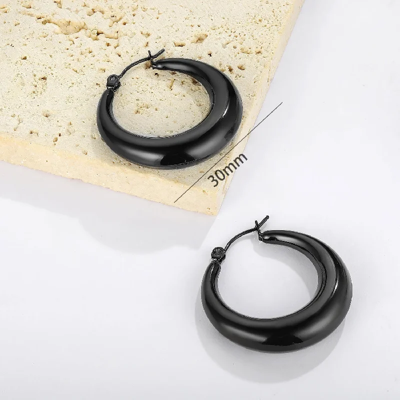 30mm Black Earrings