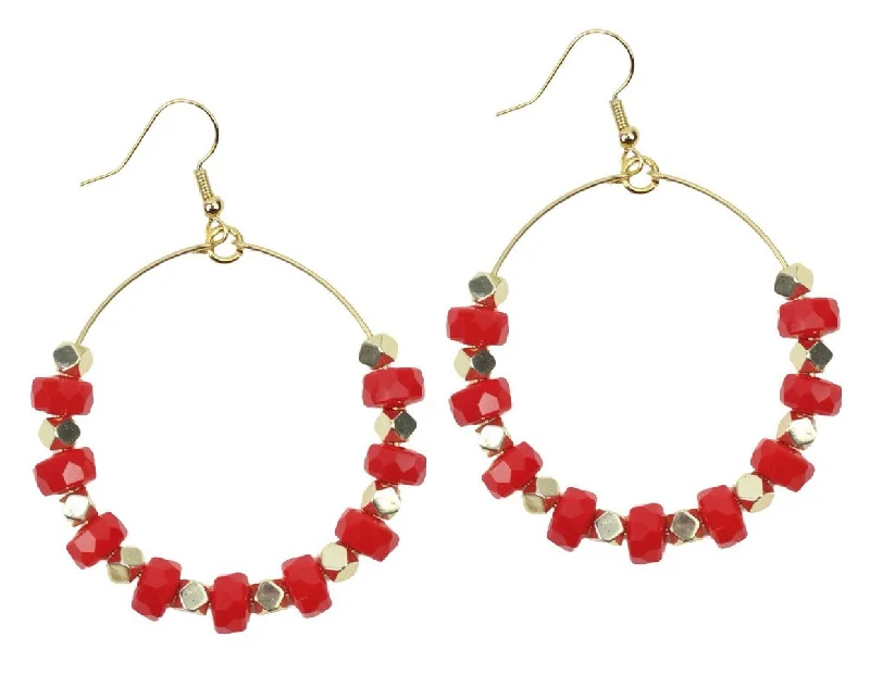 Colorful Hoop Earrings-The Chloe Earring - Red