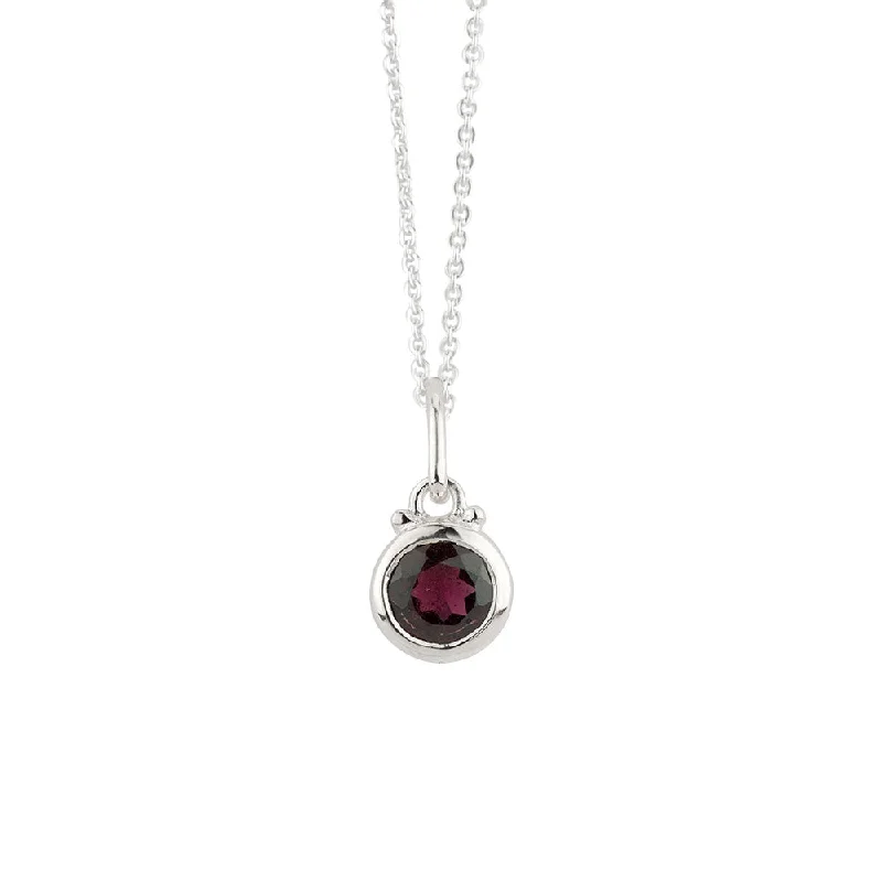 Silver Oval Necklace-January Birthstone Charm Necklace in Silver