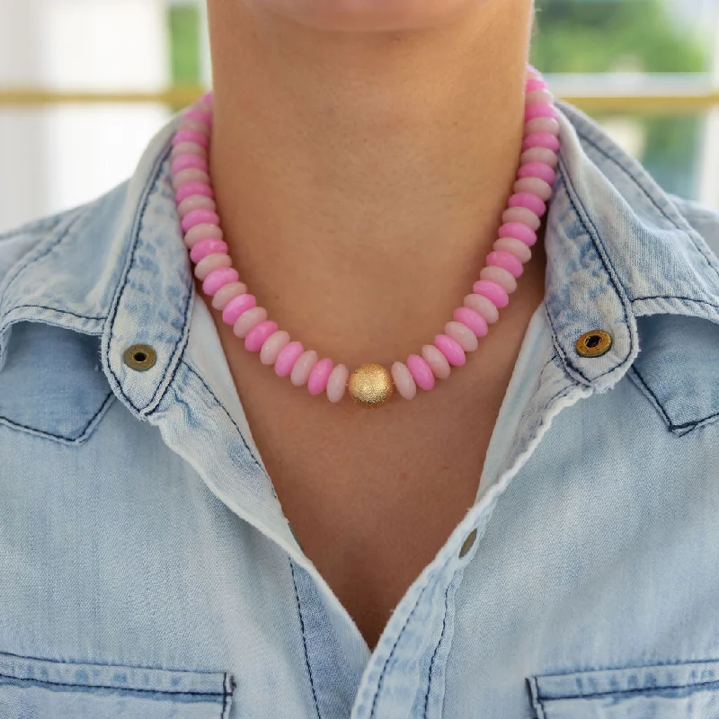 Diamond Solitaire Necklace-Bubblegum Resin Necklace