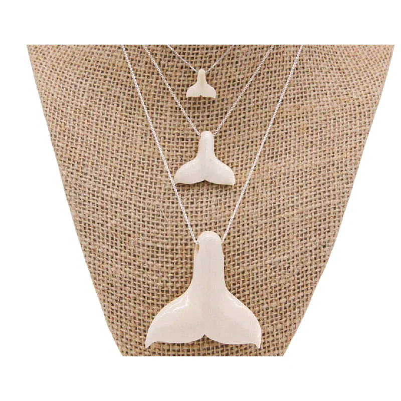 Dainty Necklace for Girls-Fossil Whale Tail Pendant