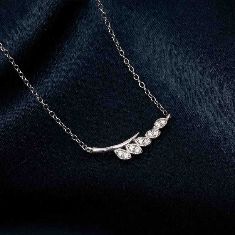 Modern Gold Necklace-Silver Zircon Bar Necklace