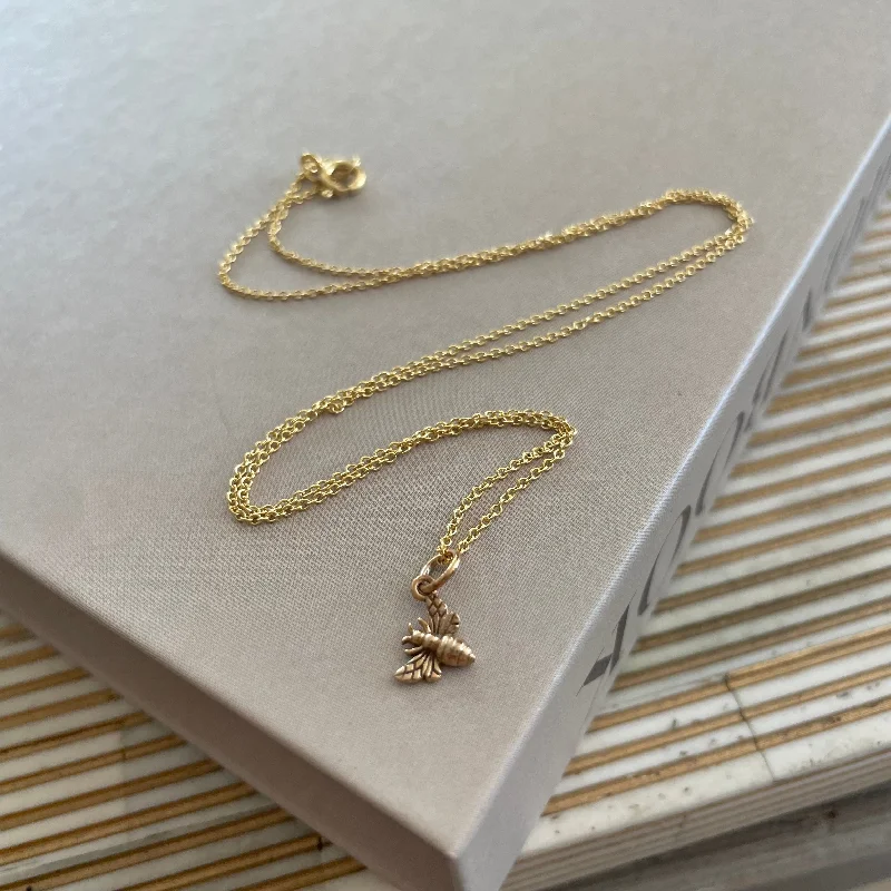 Dainty Gold Pendant Necklace-Little Honeybee