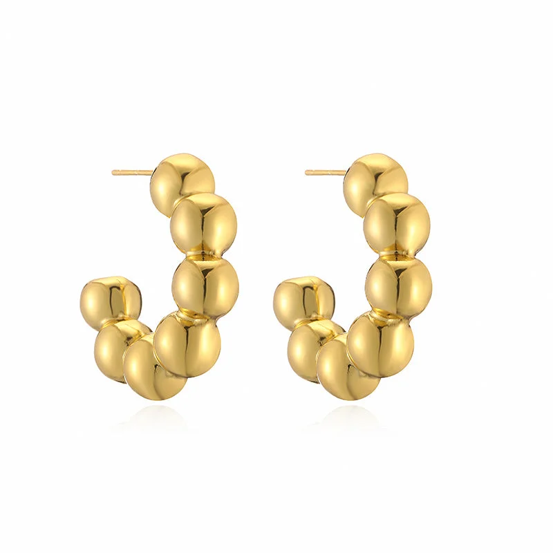 Gold C- Shaped round Beads 1 Pair