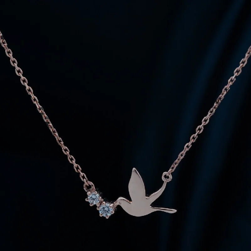 Silver Heart Pendant Necklace-Rose Gold Flying Pigeon Necklace