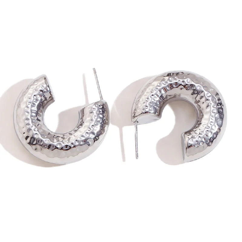 30mm Hollow Beating Pattern Ear Ring-Steel Color