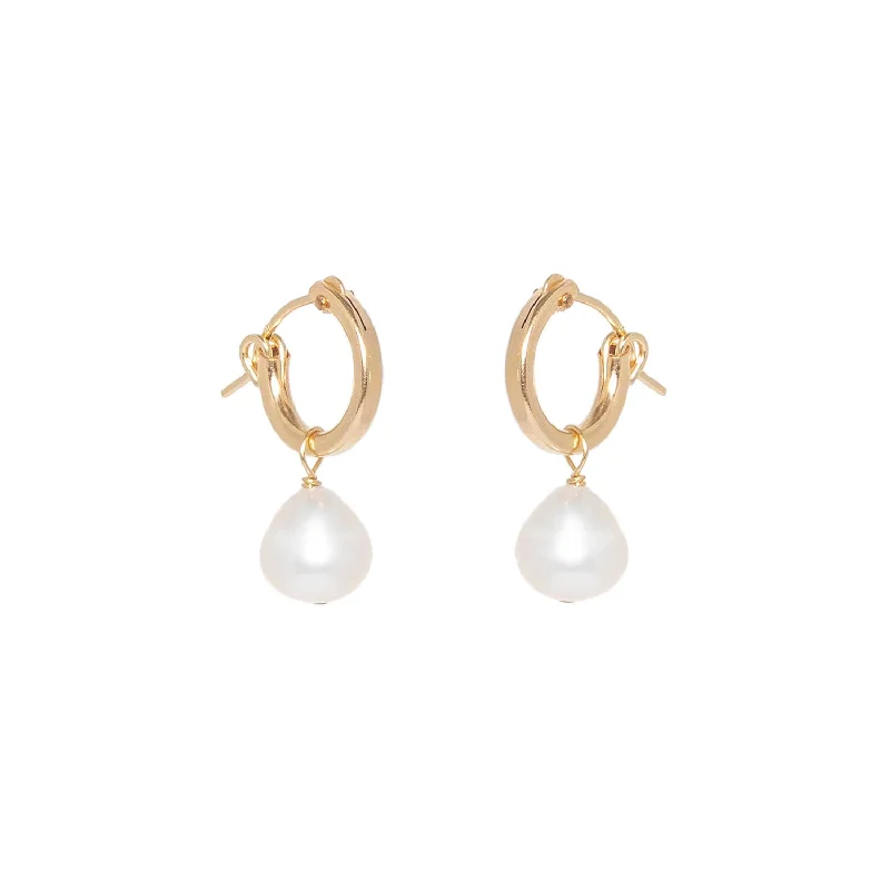 Rainbow Gemstone Earrings-Amelia Hoops | Pearl