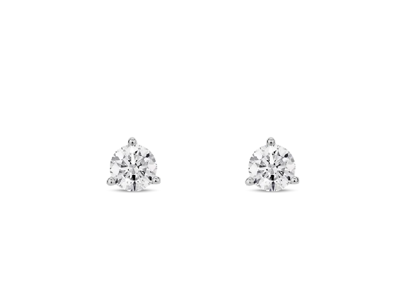 Vintage Boho Earrings-14K White Gold 0.25ctw Round Diamond Solitaire Stud Earrings