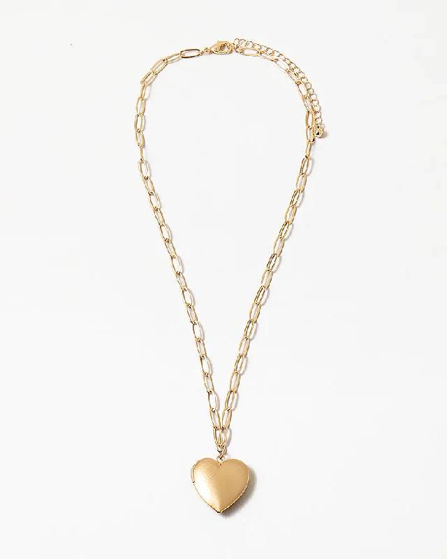 Stylish Gold Necklace-Heart Locket Necklace