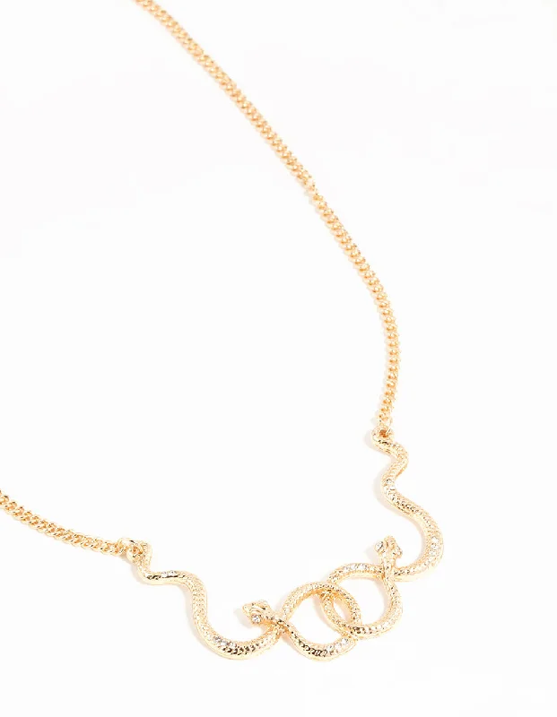 White Gold Necklace-Gold Snake Pendant Necklace