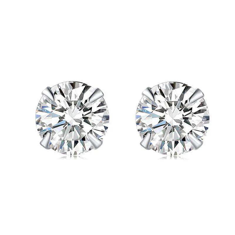 Round Zircon Stud Earrings