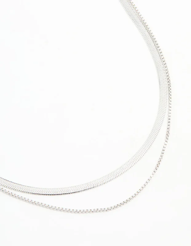 Adjustable Pendant Necklace-Waterproof Stainless Steel Chain Layered Necklace