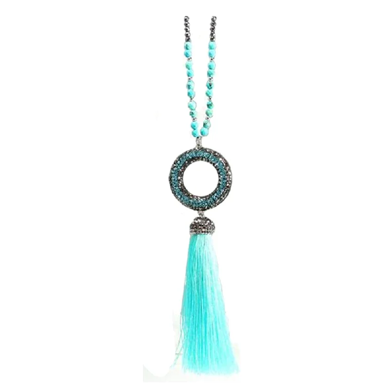 Vintage Gemstone Necklace-Beaded Tassel Necklace