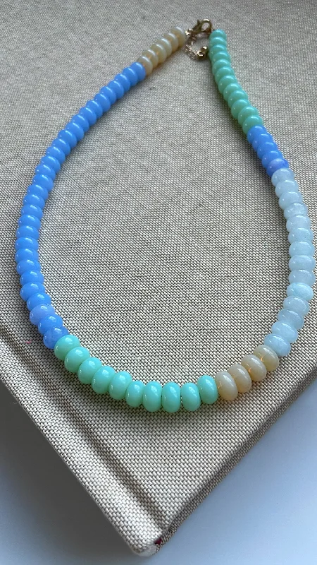 Luxury Pearl Necklace-Colorful Calm Waters Gemstone Necklace