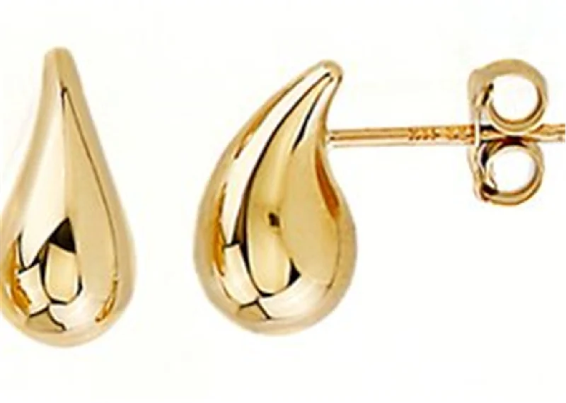 Statement Silver Earrings-10K Yellow Gold Water Drop Stud Earrings