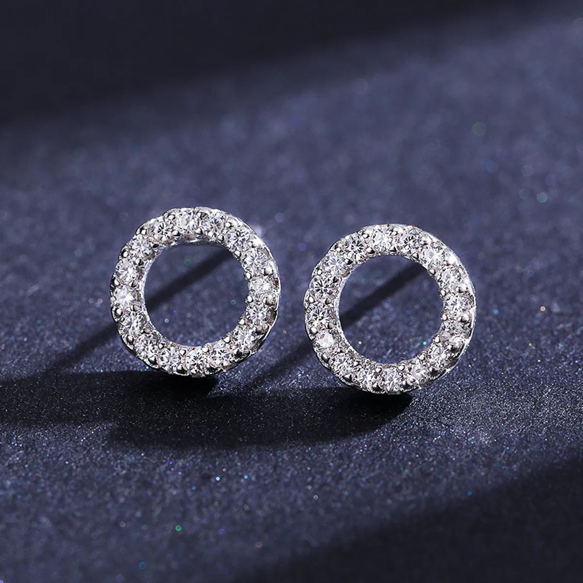 Artistic Silver Ring-1 Pair Elegant Simple Style Classic Style Round Sterling Silver Plating Inlay Zircon Rhodium Plated Ear Studs