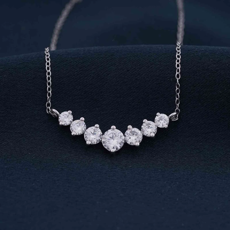 Diamond Necklace for Women-Silver ZALKARI Signature 7 Shades of Zircon Necklace