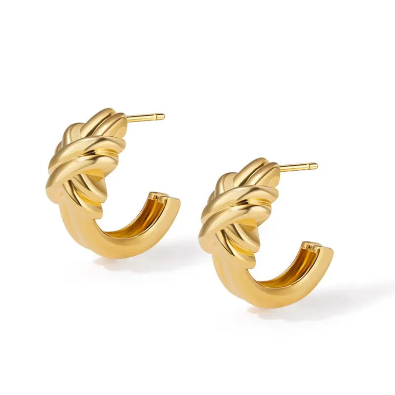 Winding C- Type Ear Studs [Gold] 3cm