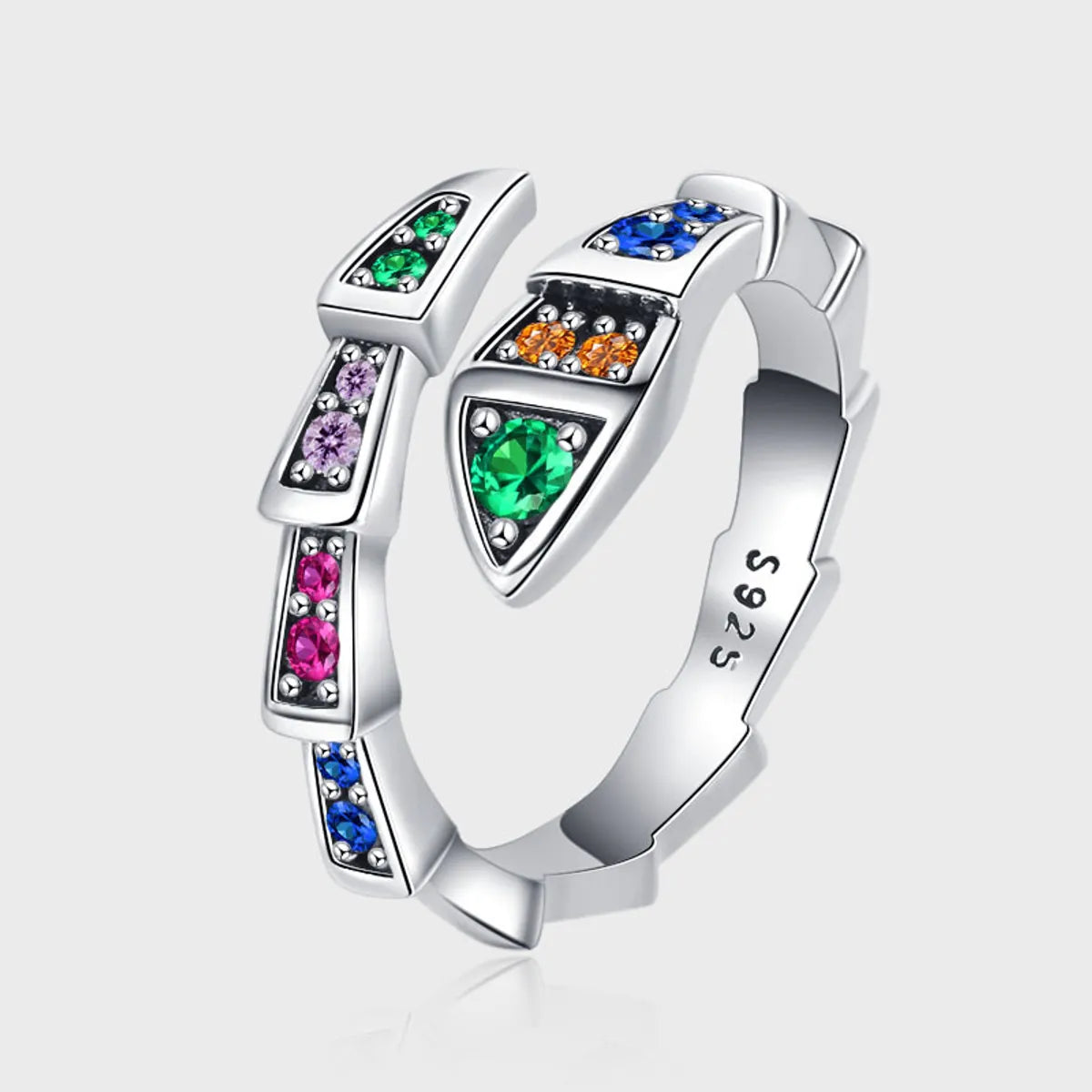 Gemstone Band Ring-Sweet Animal Sterling Silver Plating Inlay Artificial Gemstones Open Ring