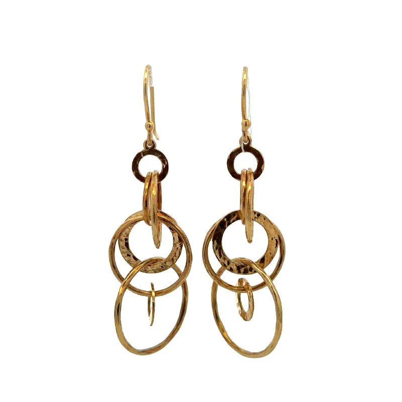 Tropical Earrings for Summer-Ippolita Hammered Jet Set Dangle Earrings in 18k Yellow Gold