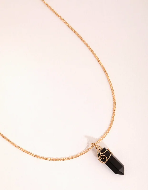 Modern Pendant Necklace-Gold Curled Wrap Shard Necklace