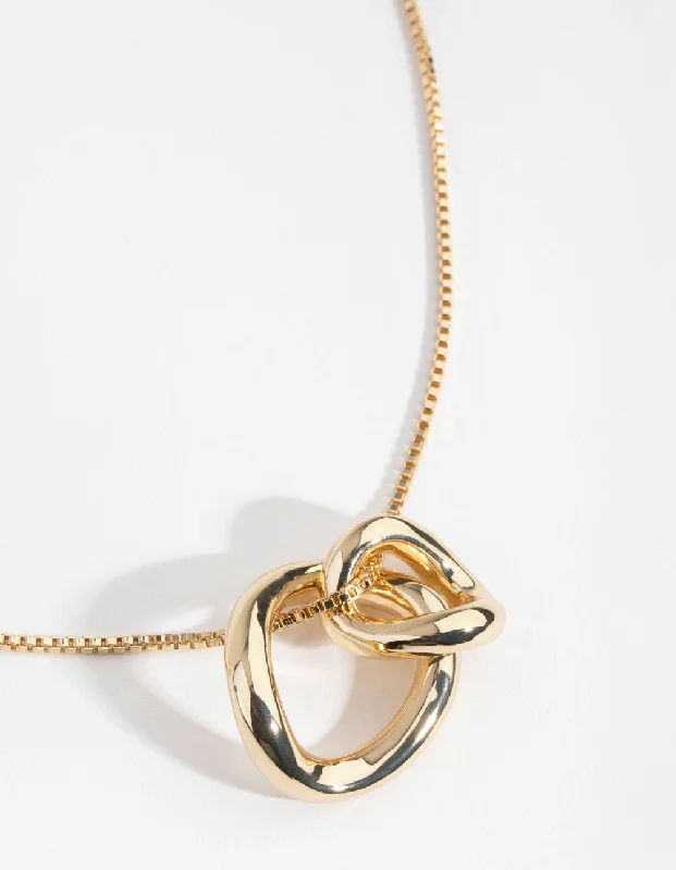 Chunky Chain Necklace-Gold Plated Swirl Pendant