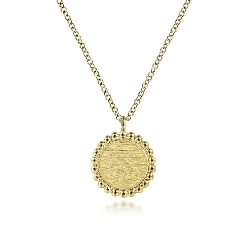 Classic Pearl Pendant Necklace-14K Yellow Gold Round Pendant Necklace with Bujukan Bead Frame