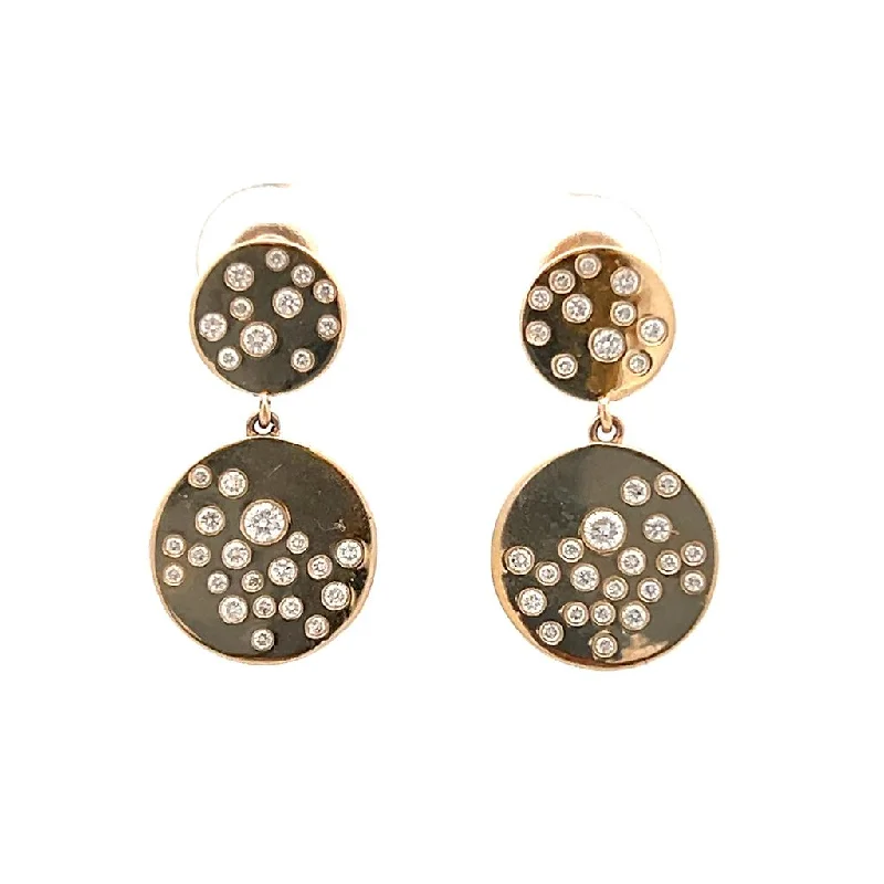 Round Hoop Earrings-14K Yellow Gold 0.41ctw Round Diamond Cluster Drop Earrings