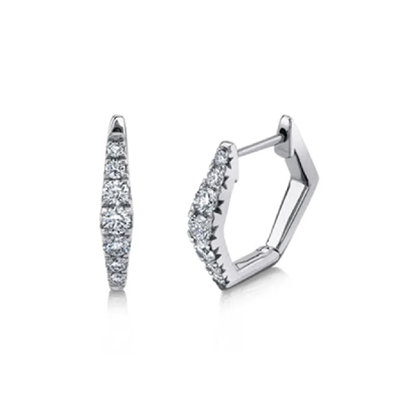 Simple Diamond Stud Earrings-14K White Gold 0.49ctw Diamond Geometric Hoop Earrings by Shy Creation