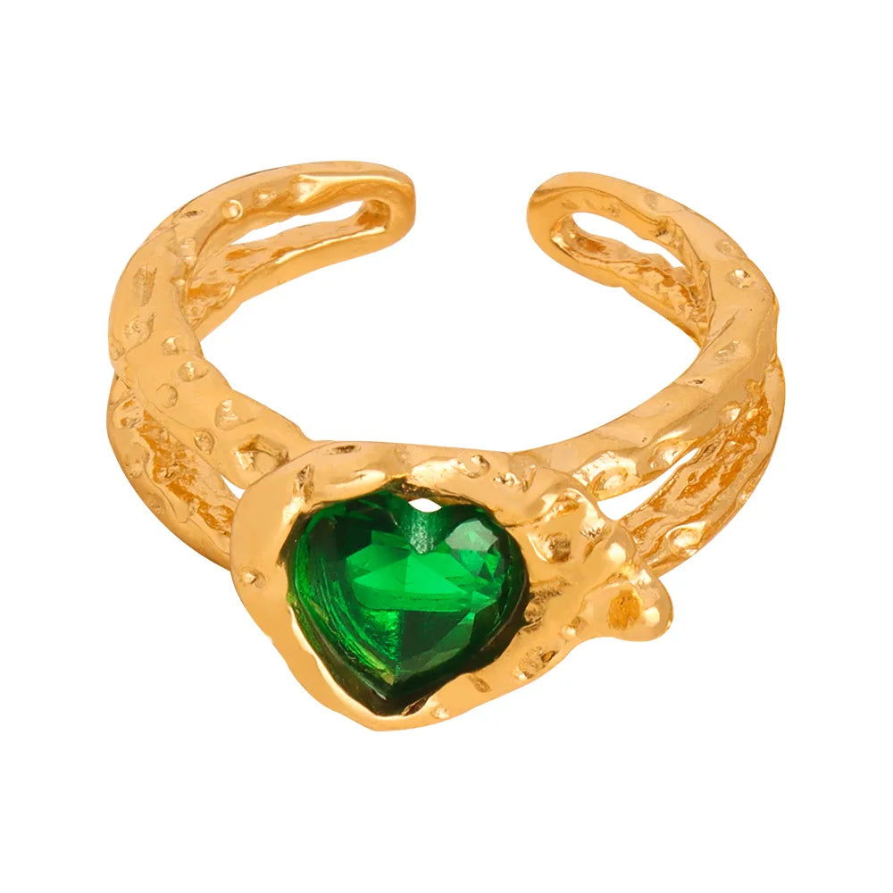 A505-Golden Green Glass Stone