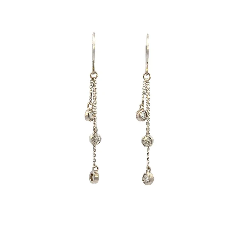 Geometric Dangle Earrings-Estate 14K White Gold 0.60ctw Diamond Drop Earrings