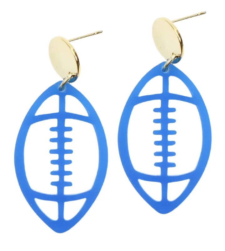 Pearl Hoop Earrings-Acrylic Football Earring - Blue