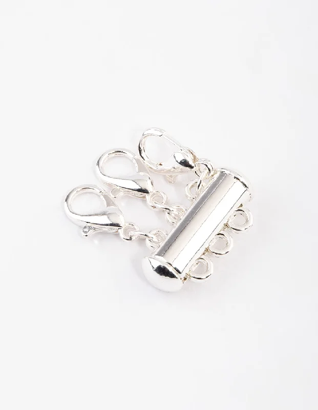 Designer Bar Necklace-Silver Magnetic Three Necklace Separator