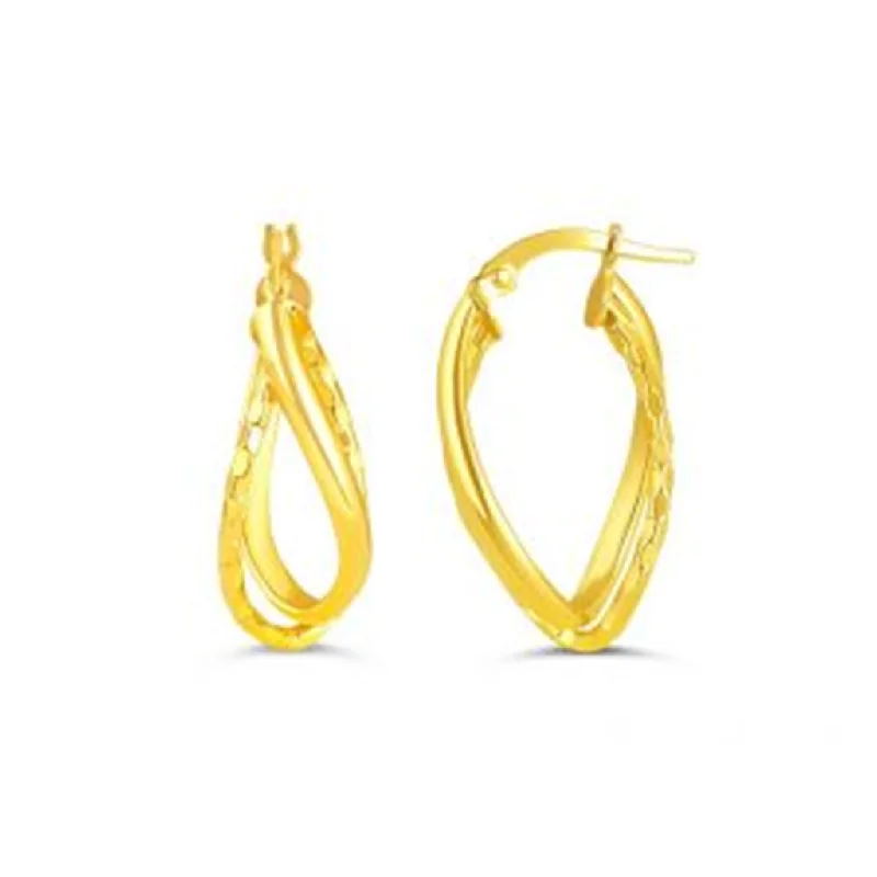 Stud Earrings for Bridesmaids-10K Yellow Gold Twist Double Hoop Earrings