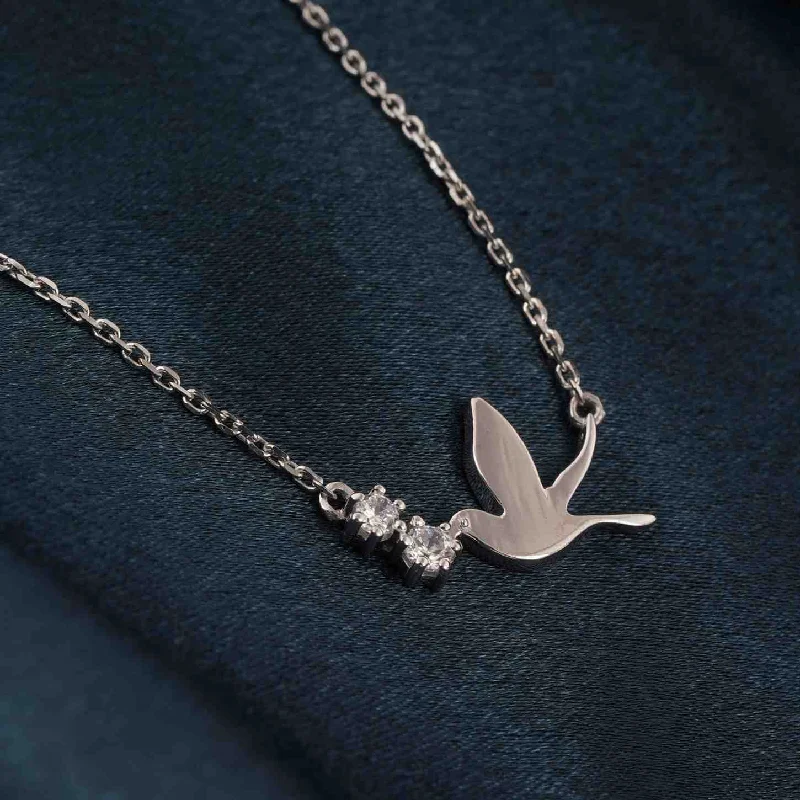 Gold Bead Pendant Necklace-Silver Flying Pigeon Necklace