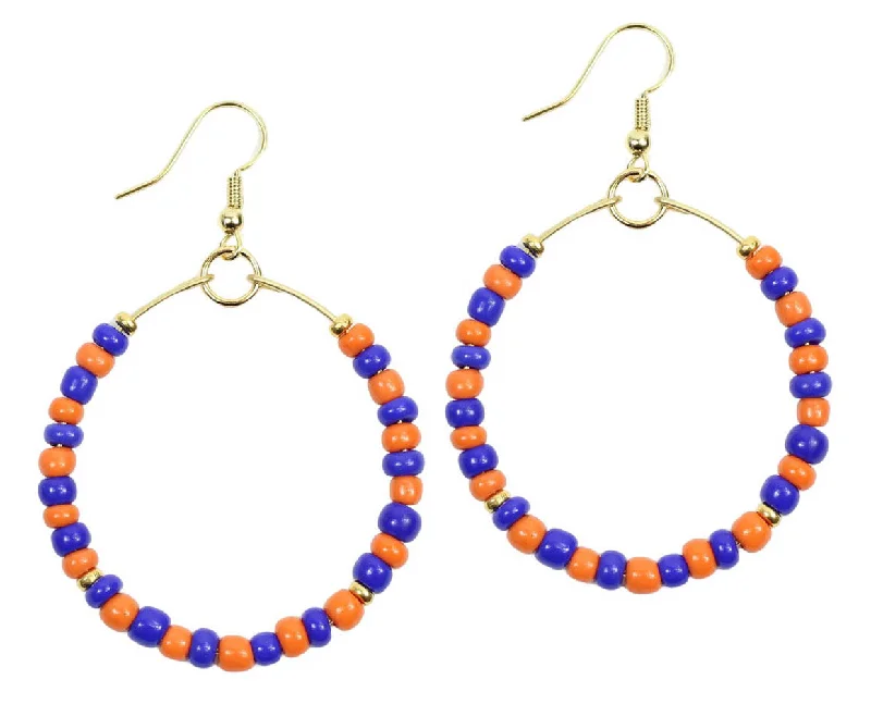 Custom Silver Earrings-The Chloe Earring - Orange + Blue