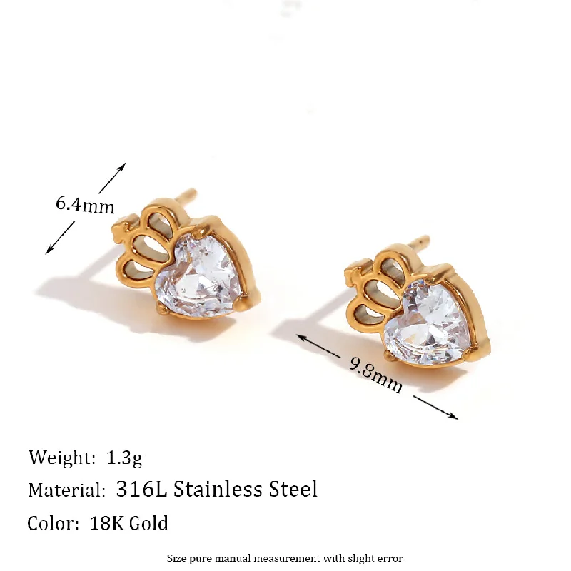 Mini Zircon Crown Stud Earring-Gold