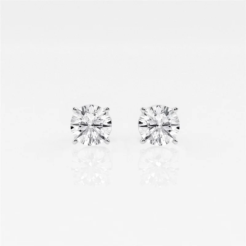 Handmade Crystal Earrings-14K White Gold 0.56ctw Round Lab Diamond Solitaire Stud Earrings