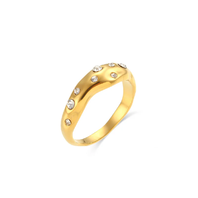 Irregular Rhinestone Zircon Ring