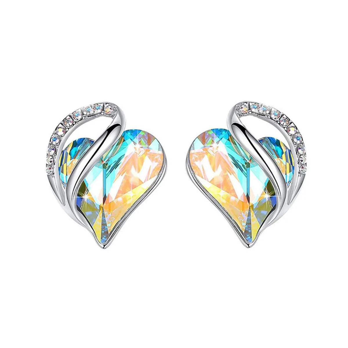 Custom Wedding Band for Women-Simple Style Heart Shape Alloy Heart Plating Artificial Gemstones Women'S Ear Studs